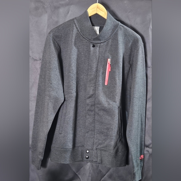 NIKE Tech Fleece Full Zip Dark GREY  AND RED Men Size M sweatshirt  CLEAN!!!! Vi - Picture 1 of 6